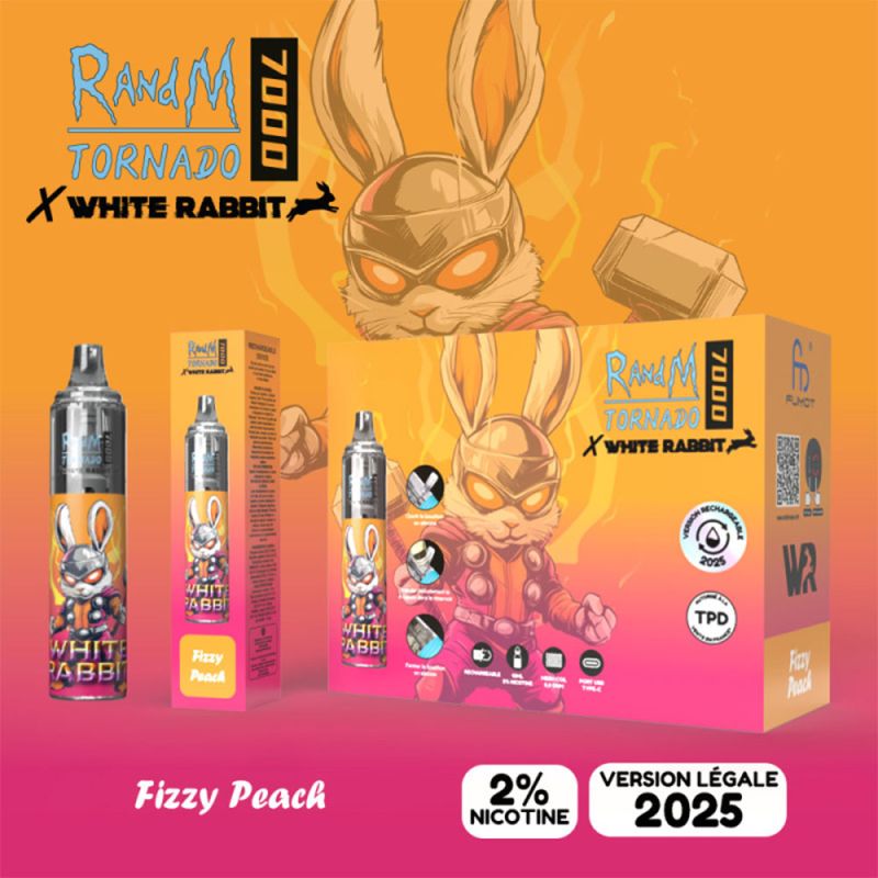 Puff Fizzy Peach 7K 2ml - Tornado White Rabbit by RandM
