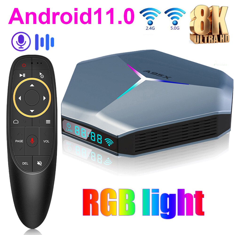 A95X F4 Android 11 Smart TV BOX 8K HD RGB Light Amlogic