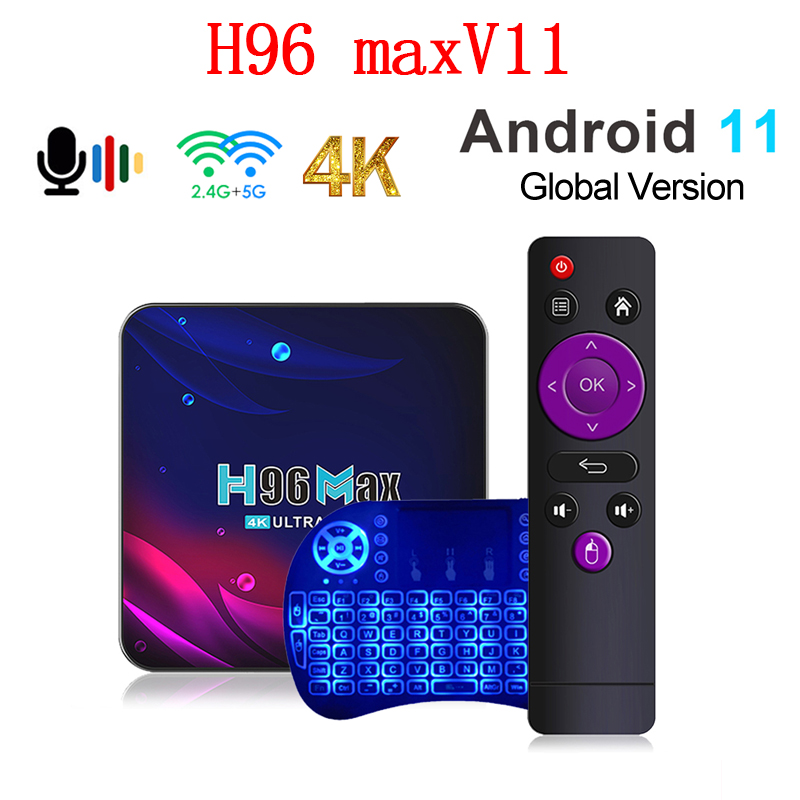 Boîtier Smart TV H96 Max, Android 11, V11, 2 go 16 go 4 go 32 go 64 go, 4K