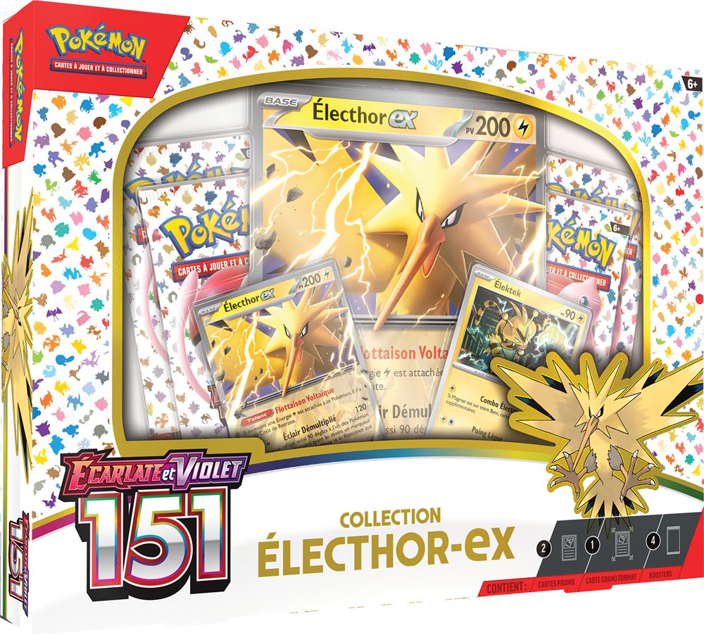 Pokémon Coffret Électhor 4 boosters 151 Ecarlate et violet EV3.5
