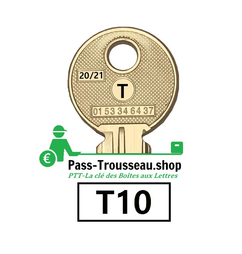 T10-PASS - Clé Pass PTT Pour Serrure De Boîte Aux Lettres