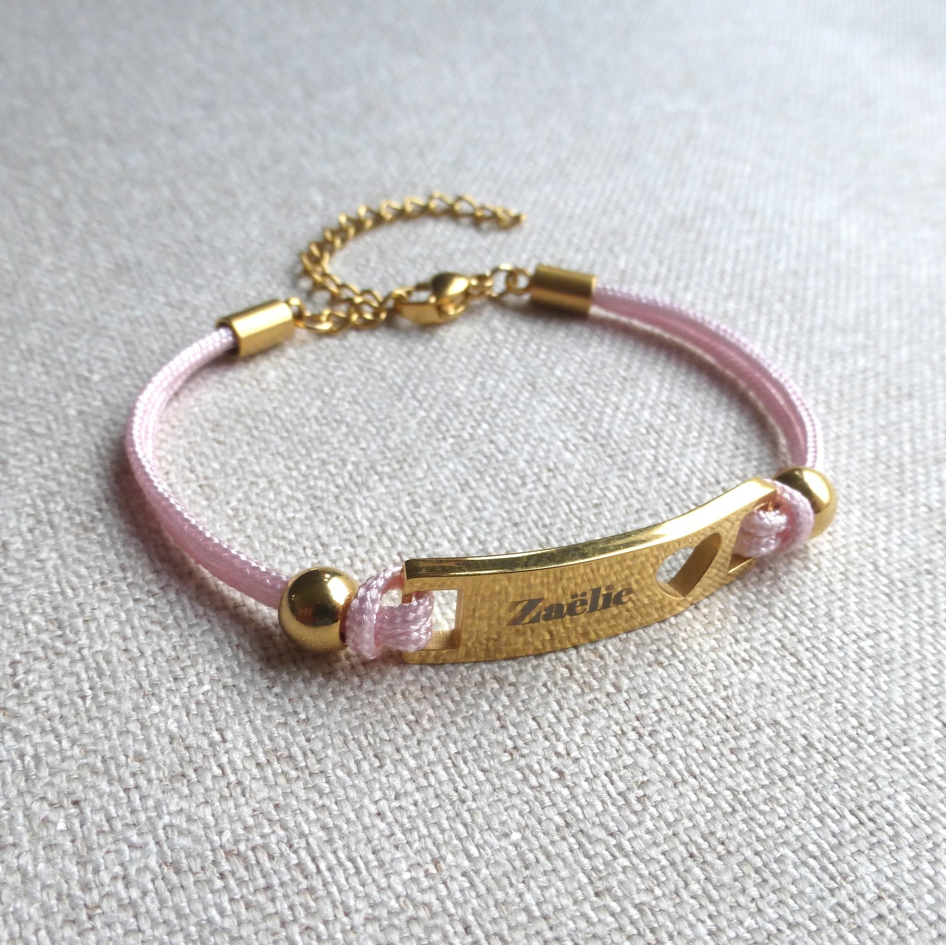 bracelet personnalisé rose et doré