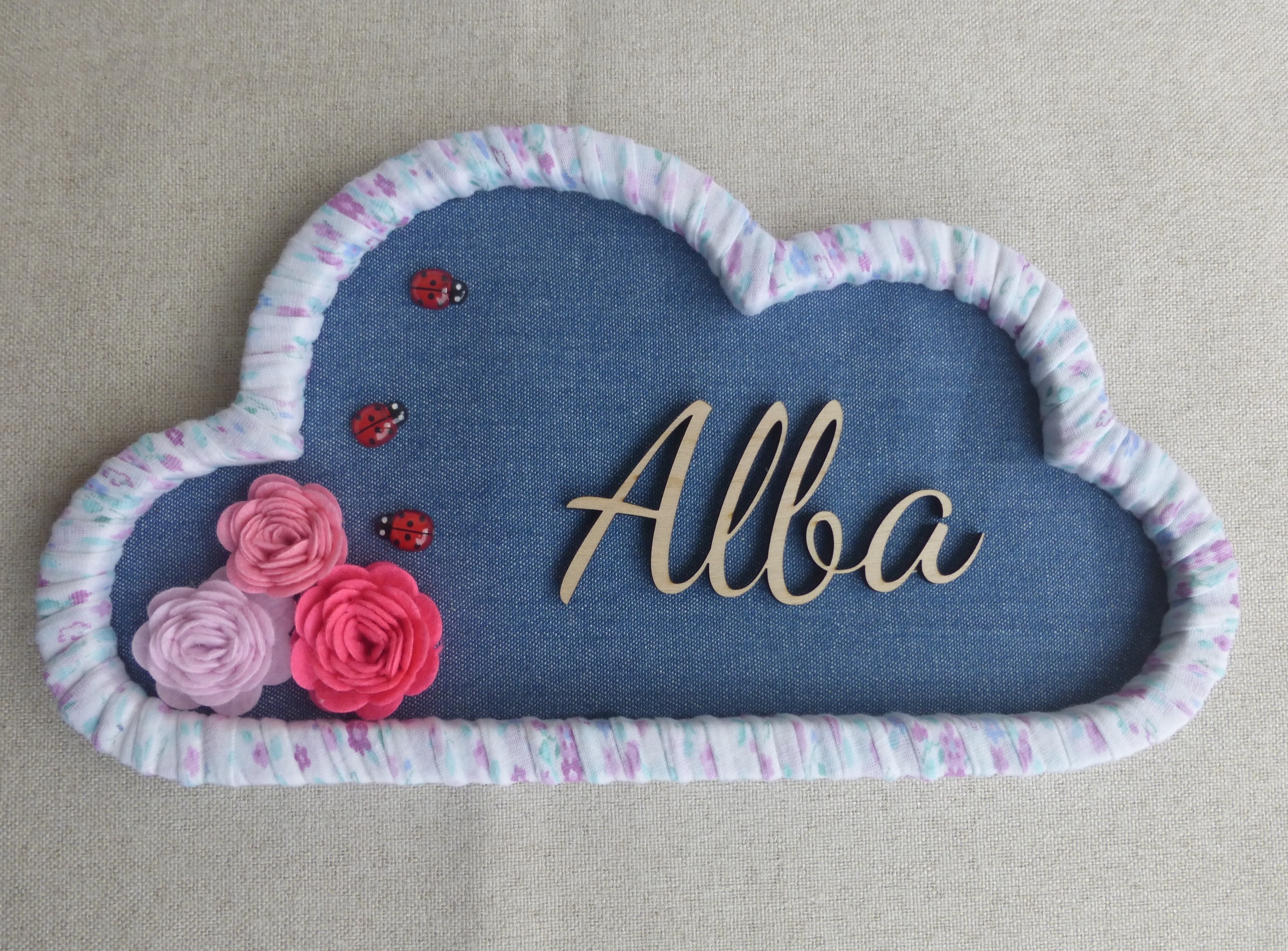 cadre nuage avec prénom, cadeau naissance