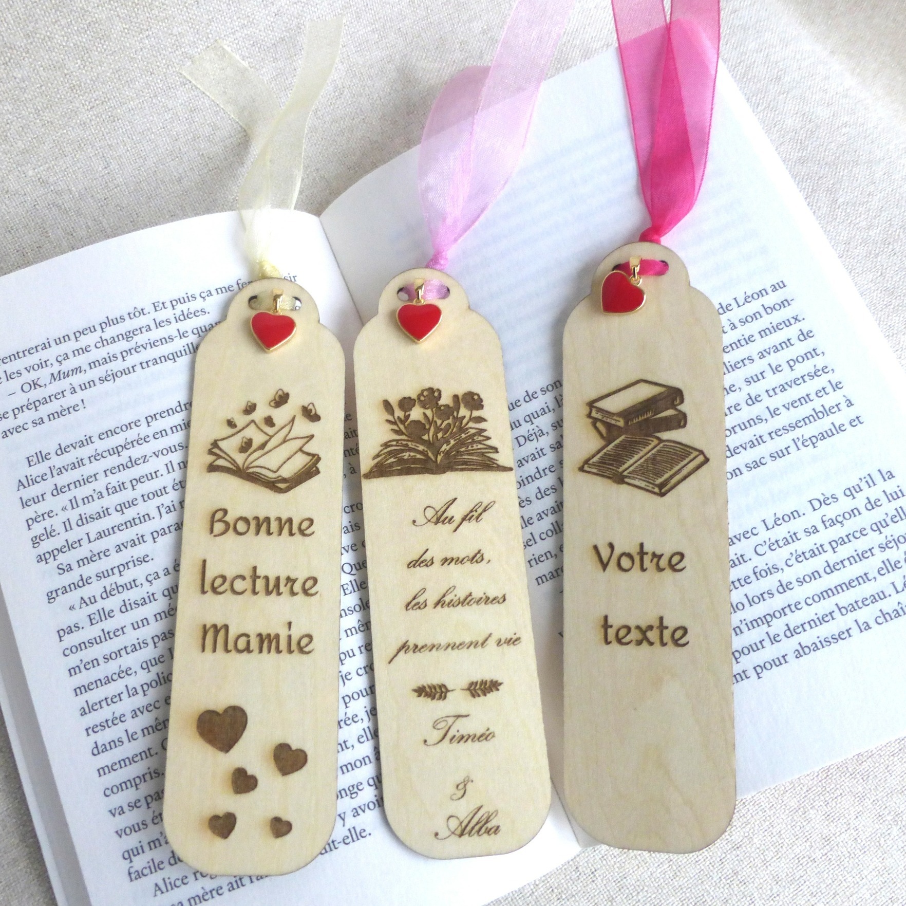 marque-page personnalisé en bois