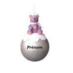 boule de Noël ourson violet personnalisable
