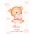 affiche de naissance avec un ours fille tenant un coeur rose