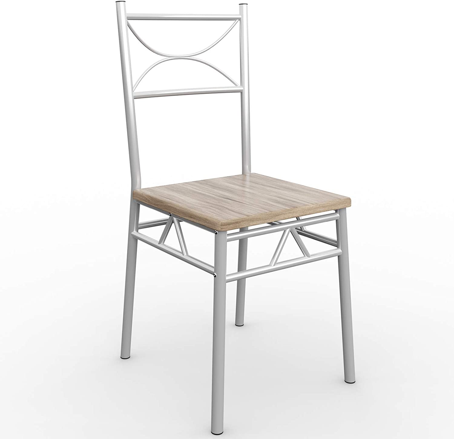 Chaise seule Ensemble 1 table en MDF finition chêne et 4 chaises en acier laqué CASARIA