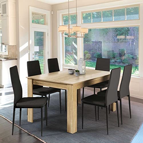 Ambiance Table de salle à manger pour 6 personnes en bois, imitation hêtre, 140 cm Georgia