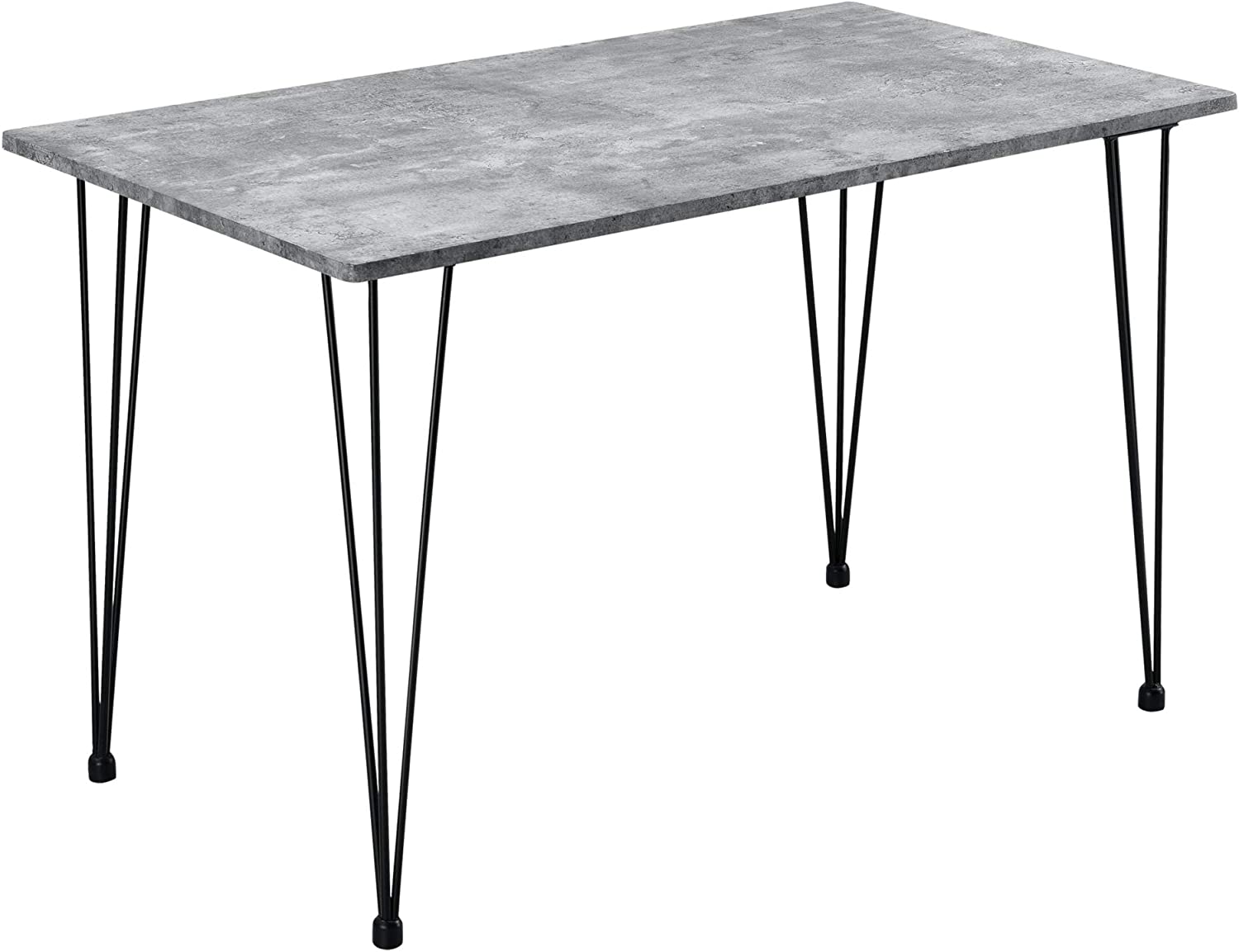 Table de salle à manger 4 personnes effet béton avec plateau en MDF noir, pieds en acier épingle, dim 120 x 70 x 75 cm