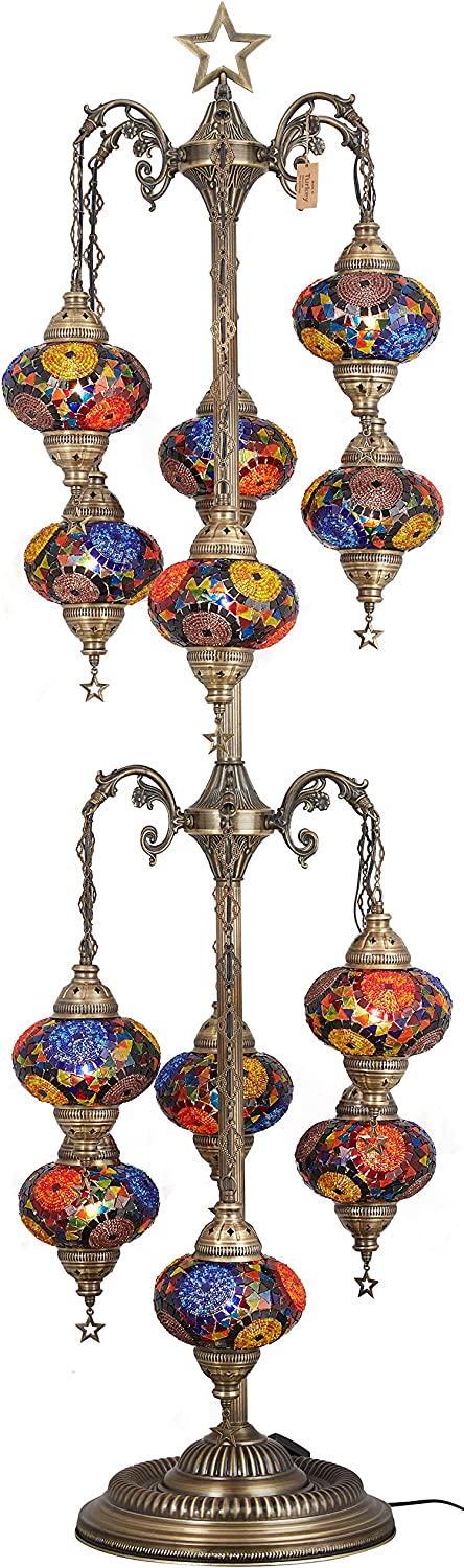 Lampadaire mosaïque 12 globes pour fête de Noël... 178 cm style marocain, turc, bohème