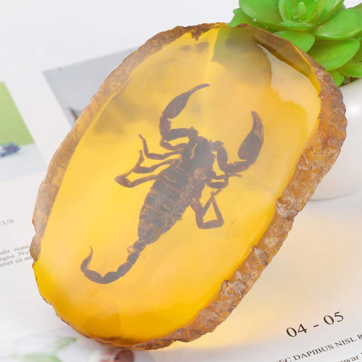 Pierre décorative Scorpion en résine d\'ambre de la marque IMIKEYA