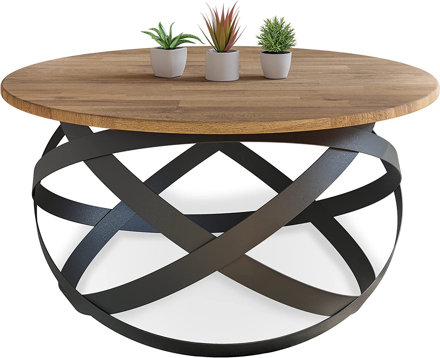 Table basse ronde faites à la main en bois de hêtre massif, style minimaliste moderne Lumarc Firenze