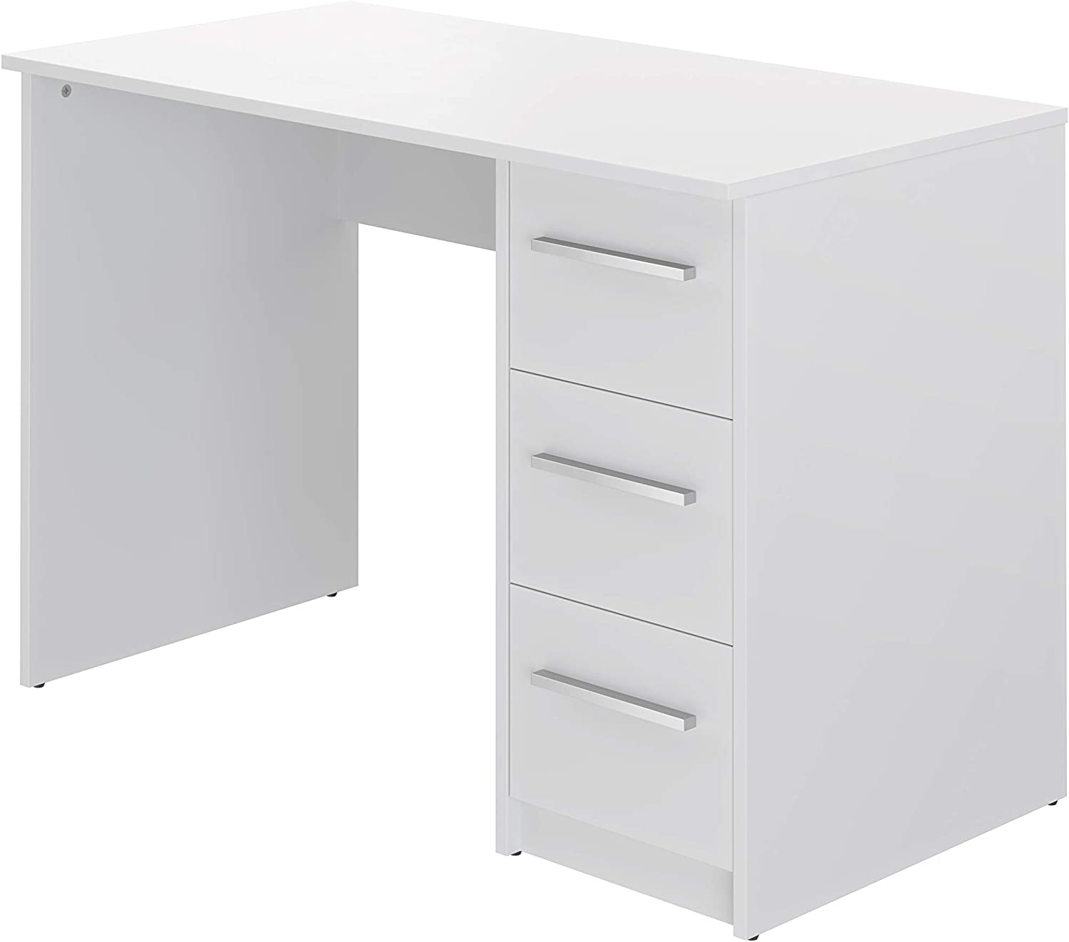 Bureau blanc moderne à 3 tiroirs avec grand espace de rangement, parfait pour un appartement Movian Idro