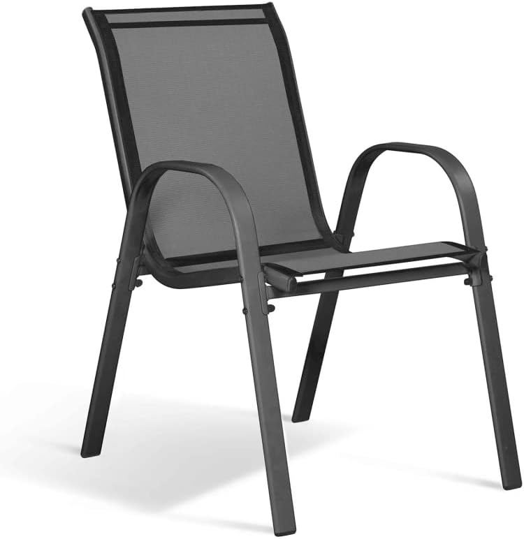Chaise seule Salon de Jardin Madrid avec Table 150 CM et 6 chaises empilables Gris Anthracite par IDMarket