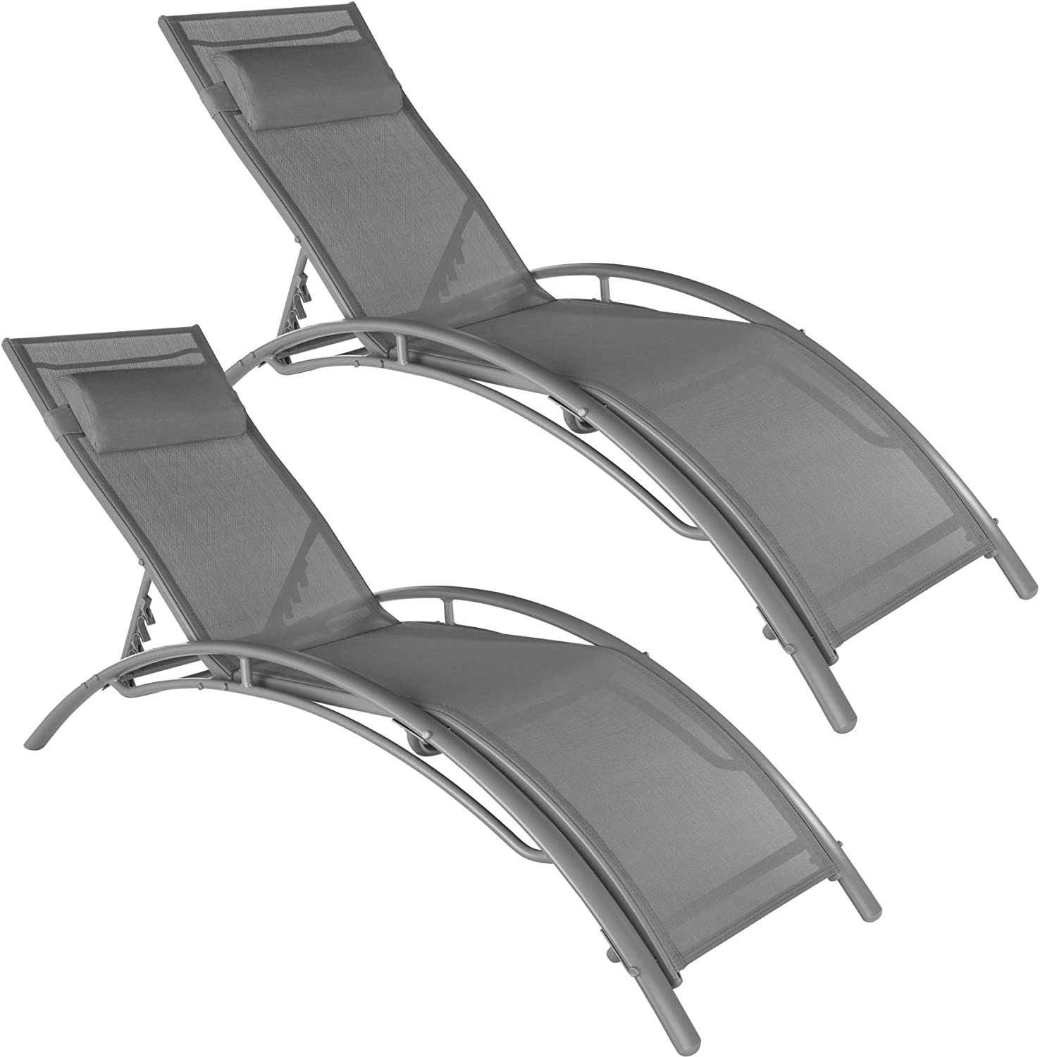 Lot de 2 Chaises Longue TecTake Aluminium : Confort Estival 5 Positions | Léger & Robuste