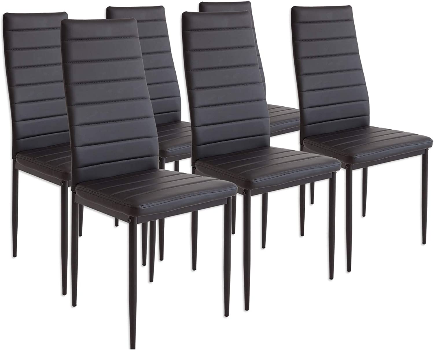 chaises-salle-manger-noire-cuir-acier-Albatros-Milano