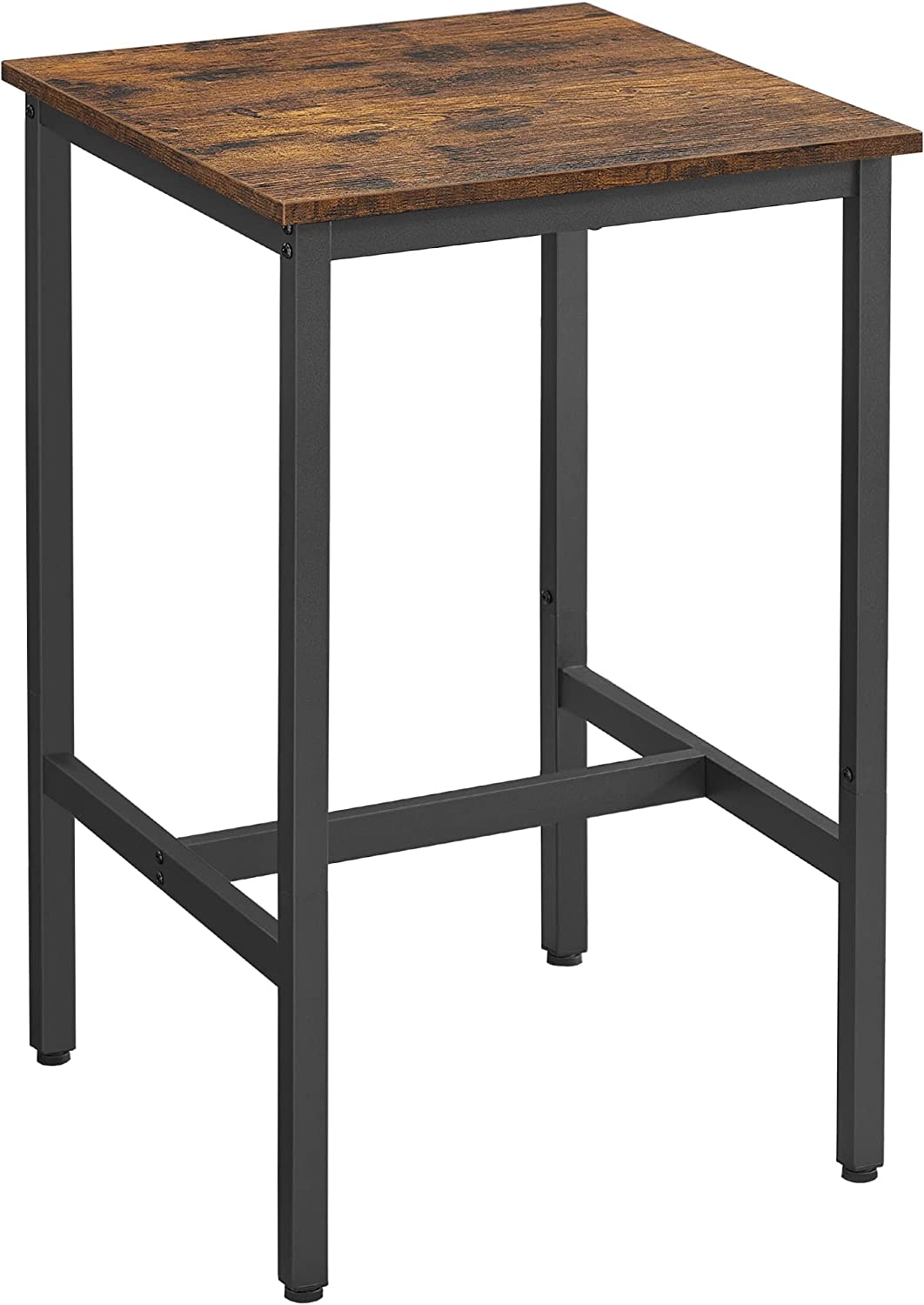 Table haute de bar carrée pour cuisine, style industriel, plateau en bois, avec cadre acier LBT25X