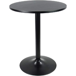 Table haute de bar de forme ronde, couleur noire, plateau bois et structure acier KKTONER