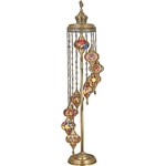 Lampadaire mosaïque 180 cm avec 9 grands globes, style turc, marocain, fabriqué à la main Tiffany vue face