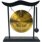 Gong de bureau en laiton doré avec support noir de la marque Juanxian