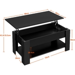 Dimensions Table basse en bois MDF avec plateau relevable et compartiment caché de la marque Yaheetech