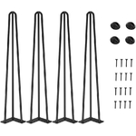 Lot de 4 Pieds de table en métal noir type épingle à cheveux hauteur 71 cm ZEKOO