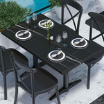 Plateau de table rectangulaire 120 x 70 cm en bois, style Marbre noir, modèle Werzalit