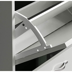 Détails intérieur Meuble à Chaussures Blanc 3 tiroirs en Bois, Dim 118x60x24 cm Vida Designs