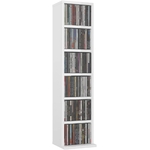 Rangement Armoire à CD, Etagère à CD ou livres en bois Blanc Brillant 21x20x88 cm VidaXL