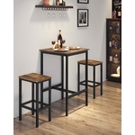 Ambiance salon Table haute de bar carrée pour cuisine, style industriel, plateau en bois, avec cadre acier LBT25X