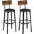 Lot de 2 chaises de bar rembourrées avec cadre en métal, dossier effet bois, style industriel VASAGLE