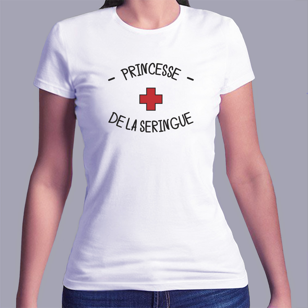 ftmin1- métiers - princesse de la seringue - t shirt porté femme- couleur blanc