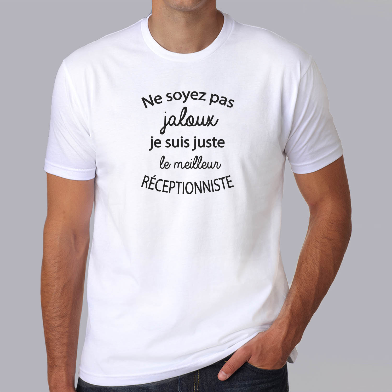 ftm13-t-shirt-Ne soyez pas jaloux-je-suis-le-meilleur-réceptionniste-tee-shirt-réception-tshirt-métier-hb