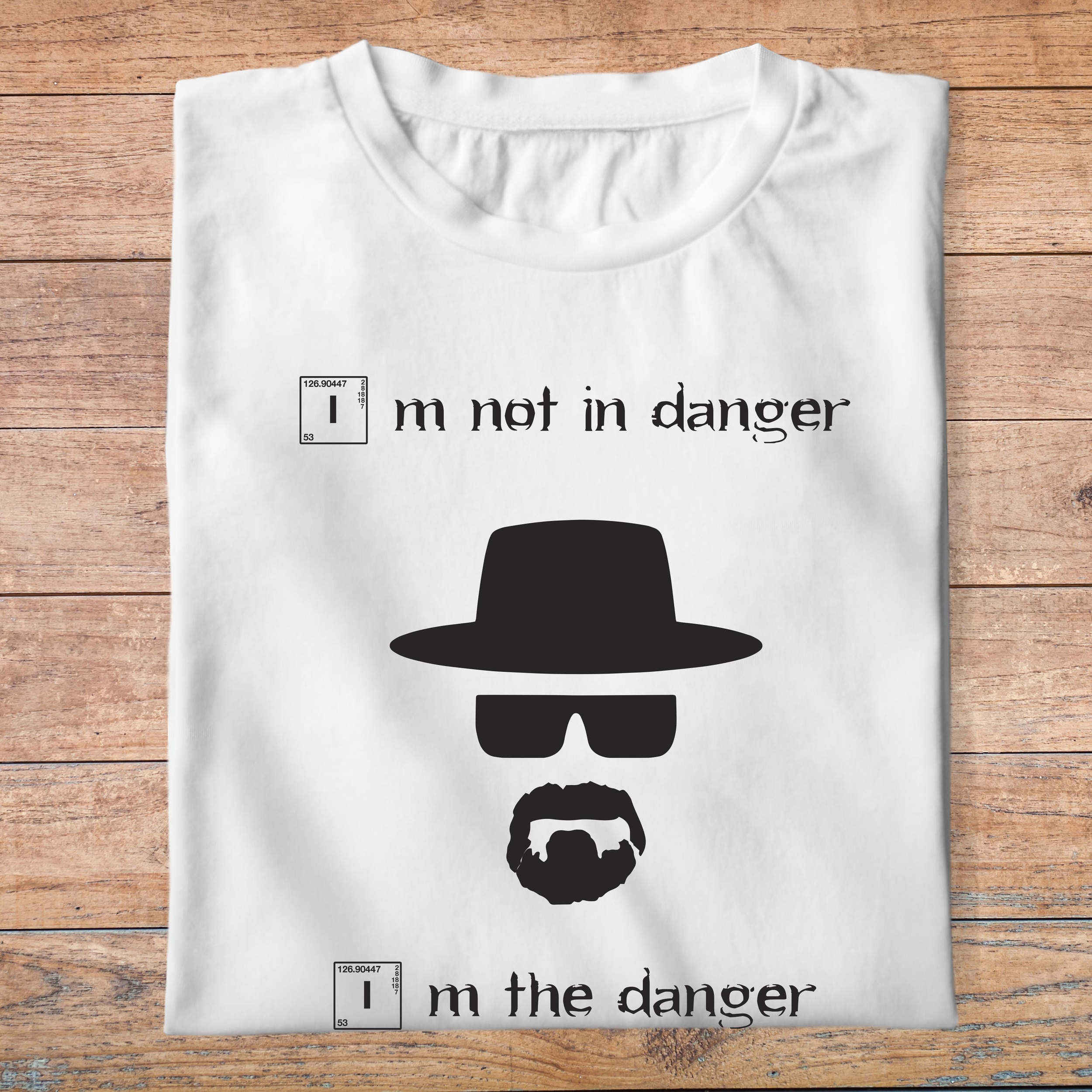 fbb1- Breaking bad- Im not in danger Im the danger - t shirt plié homme - couleur blanc
