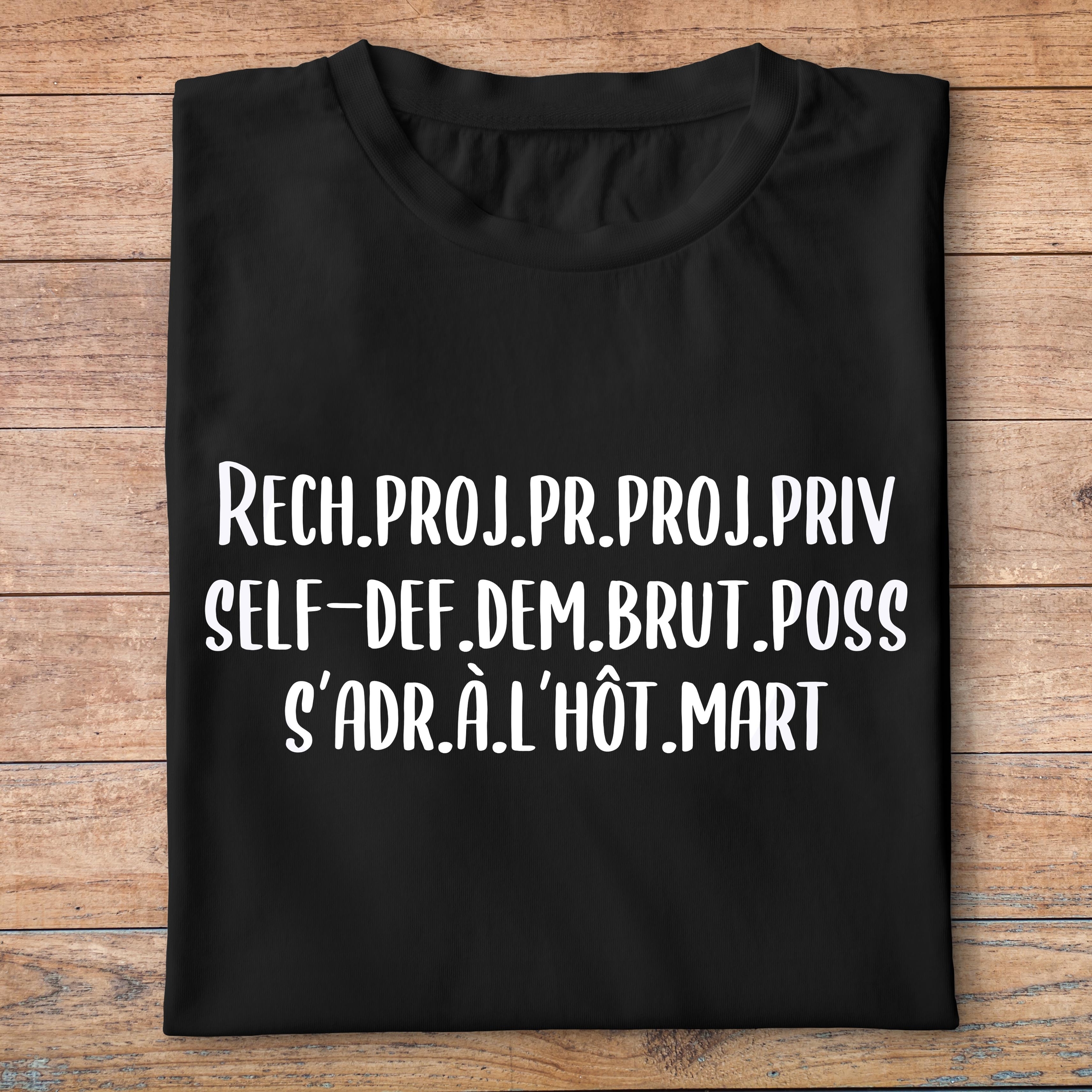 flcdlp8- La cité de la peur - Rech.proj.pr.proj.priv self-def.dem.brut.poss s’adr.à.l’hôt.mart- t shirt plié homme - couleur noir