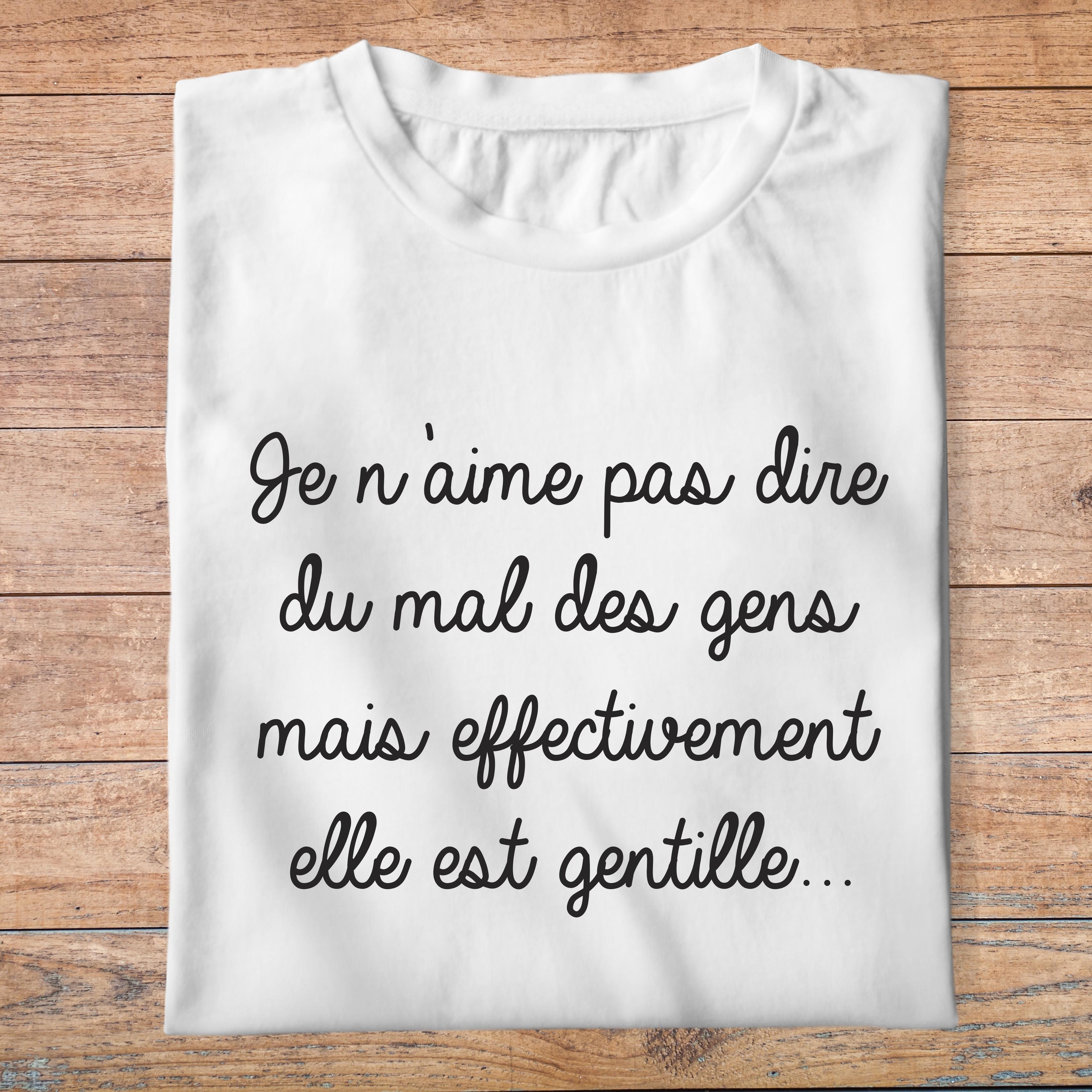 flpneuo4- Le père noël est une ordure -Je naime pas dire du mal des autres mais effectivement elle est gentille- t shirt plié homme - couleur blanc