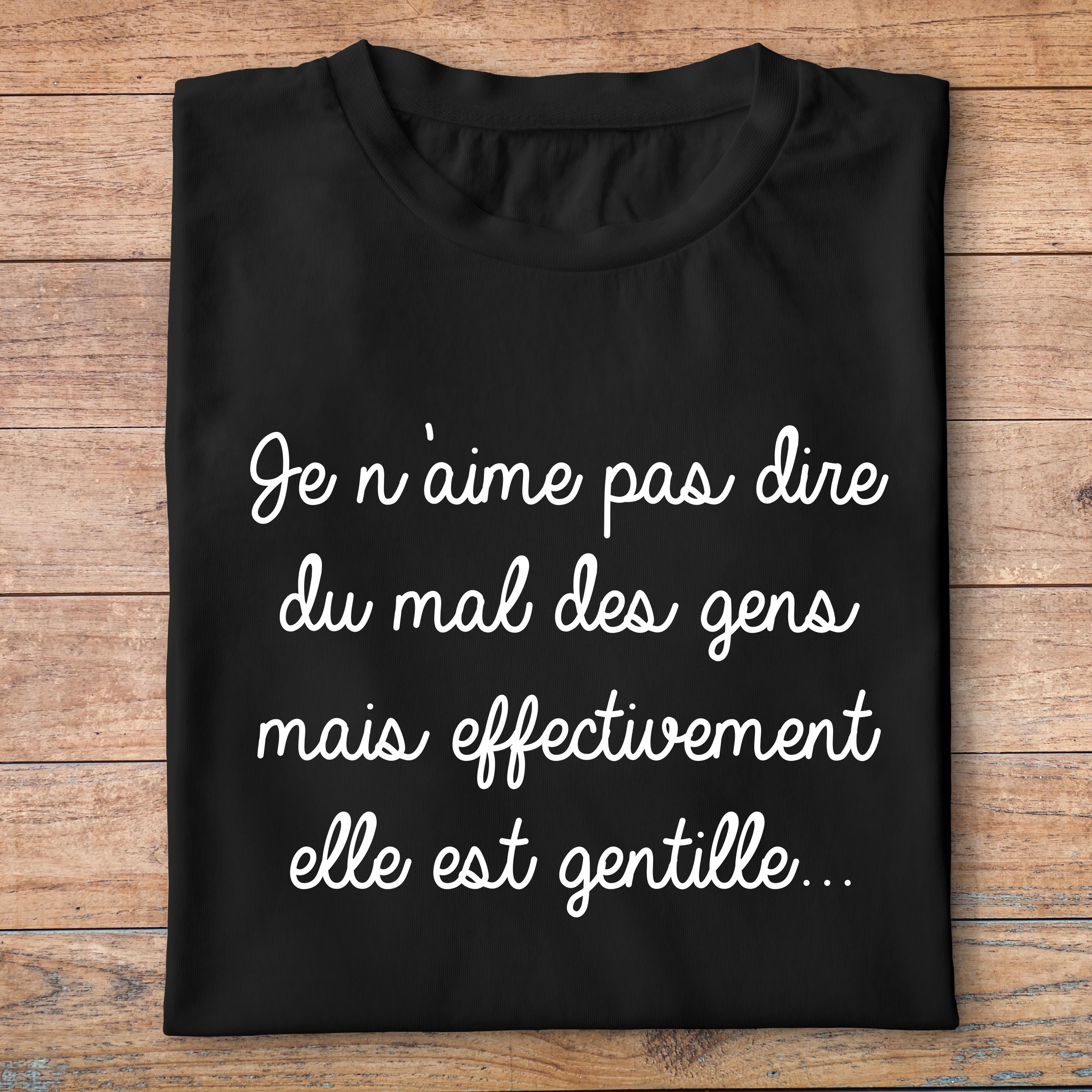 flpneuo4- Le père noël est une ordure -Je naime pas dire du mal des autres mais effectivement elle est gentille- t shirt plié homme - couleur noir