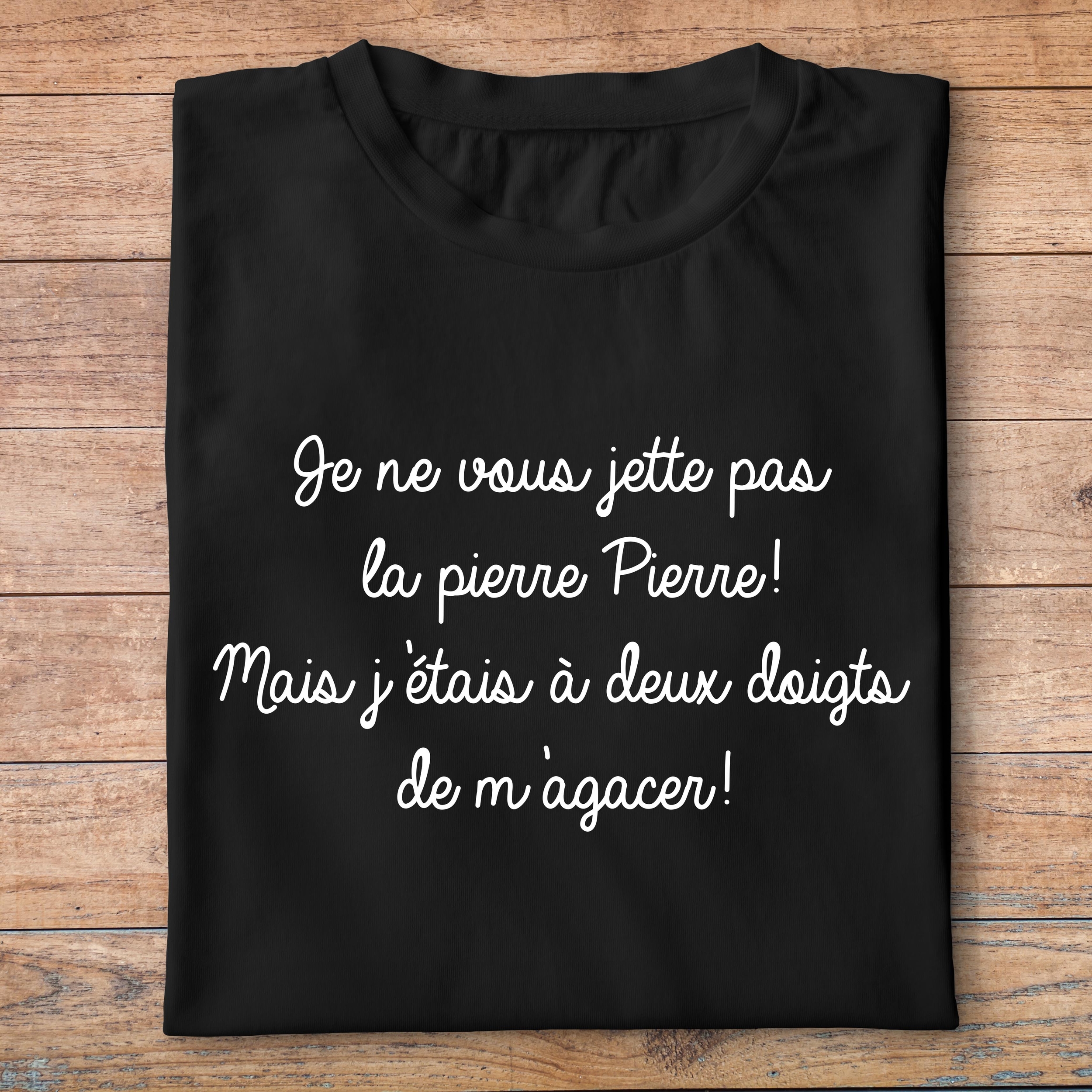 flpneuo9- Le père noël est une ordure - je ne vous jette pas la perre Pierre mais jétais a deux doigts de magacer - tshirt plié homme - couleur noir