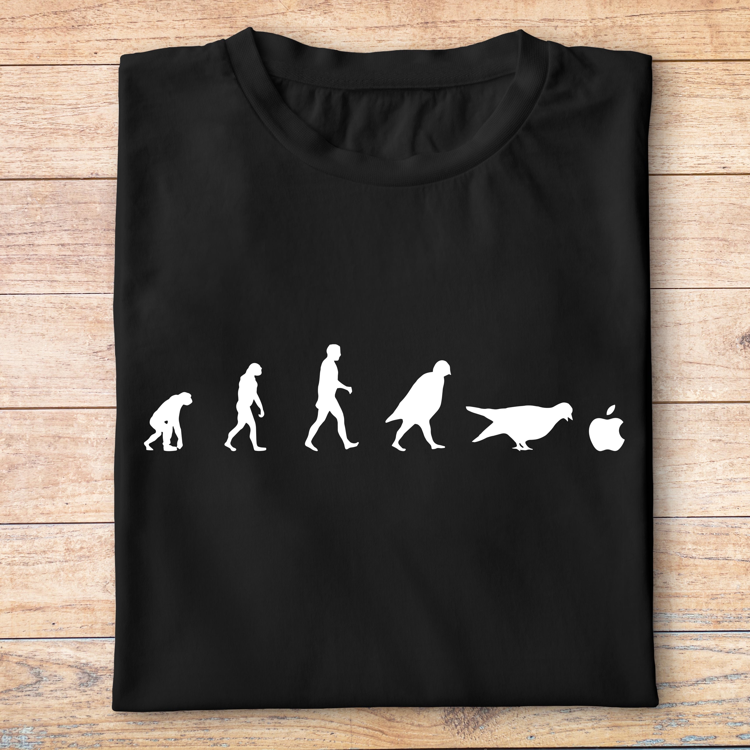 ftrs1- réseaux sociaux - évolution pigeon Apple - t shirt plié homme - couleur noir