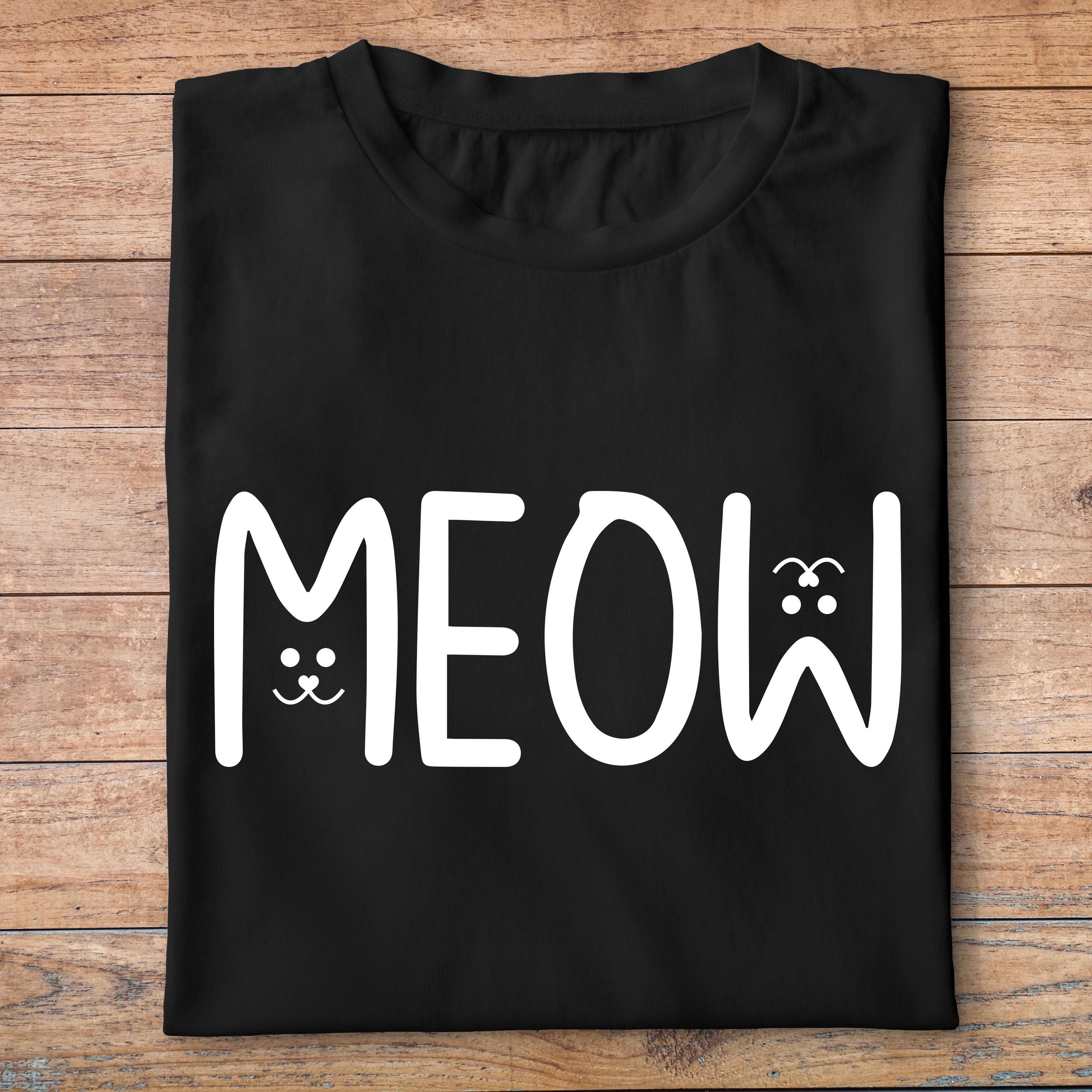 fa2- animaux - MEOW- t shirt plié homme - couleur noir