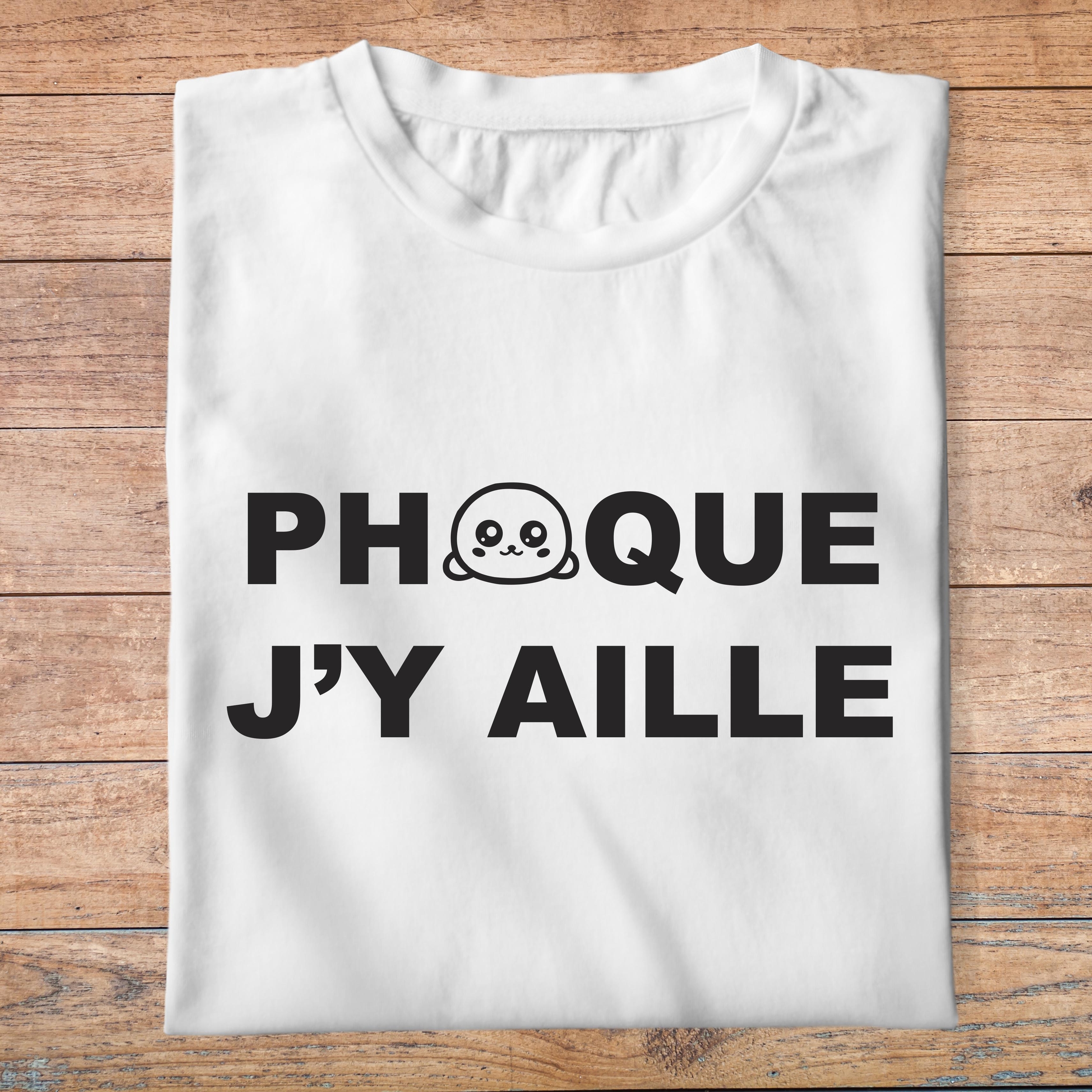 fa3- animaux - Phoque jy aille - t shirt plié homme - couleur blanc