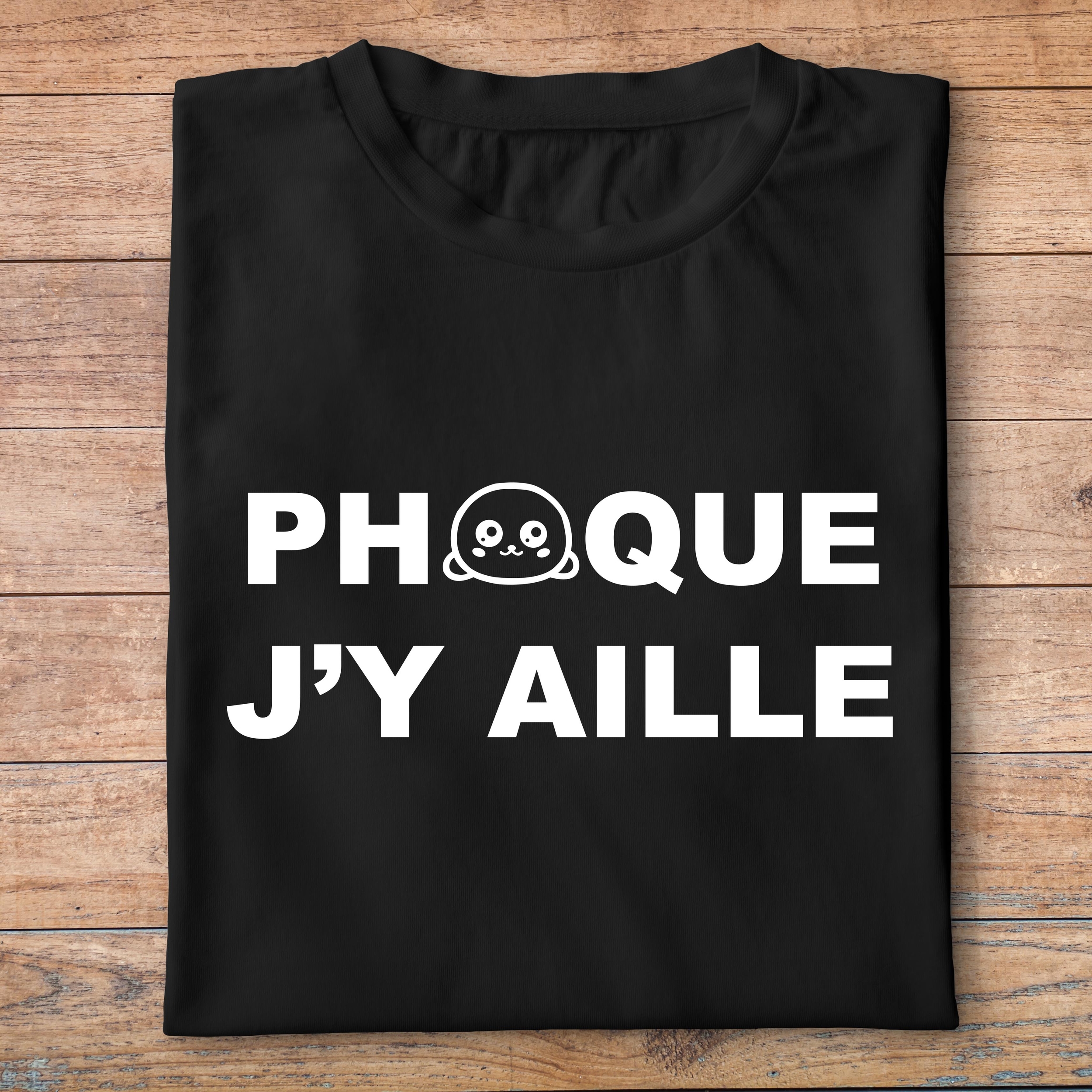 fa3- animaux - Phoque jy aille - t shirt plié homme - couleur noir