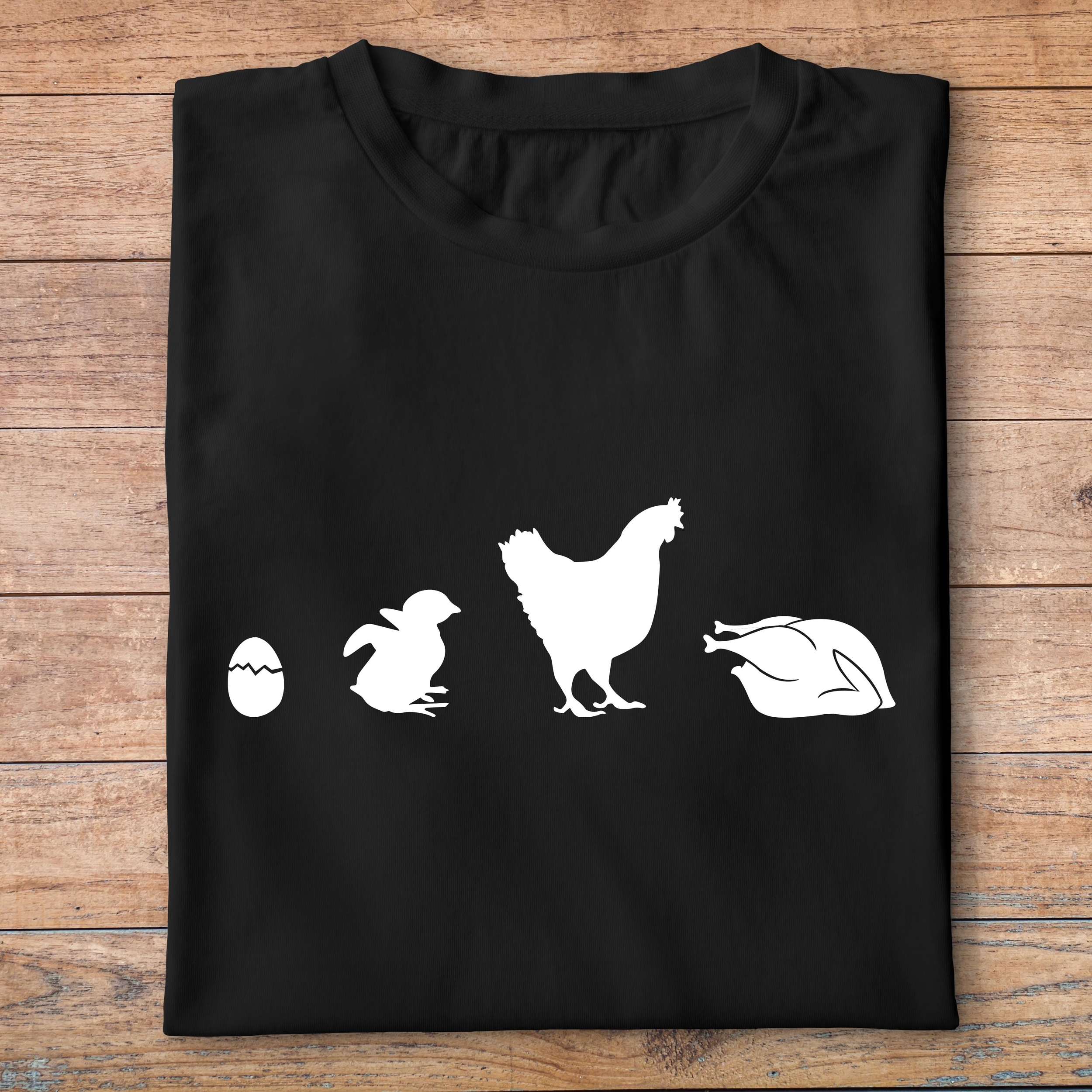 fa7- animaux - chicken evolution - t shirt plié homme - couleur noir