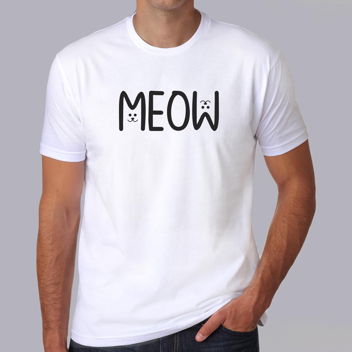 fa2-tshirt animaux-meow-tee-shirt-chat-kawaii-cute-cat-t-shirt-HB