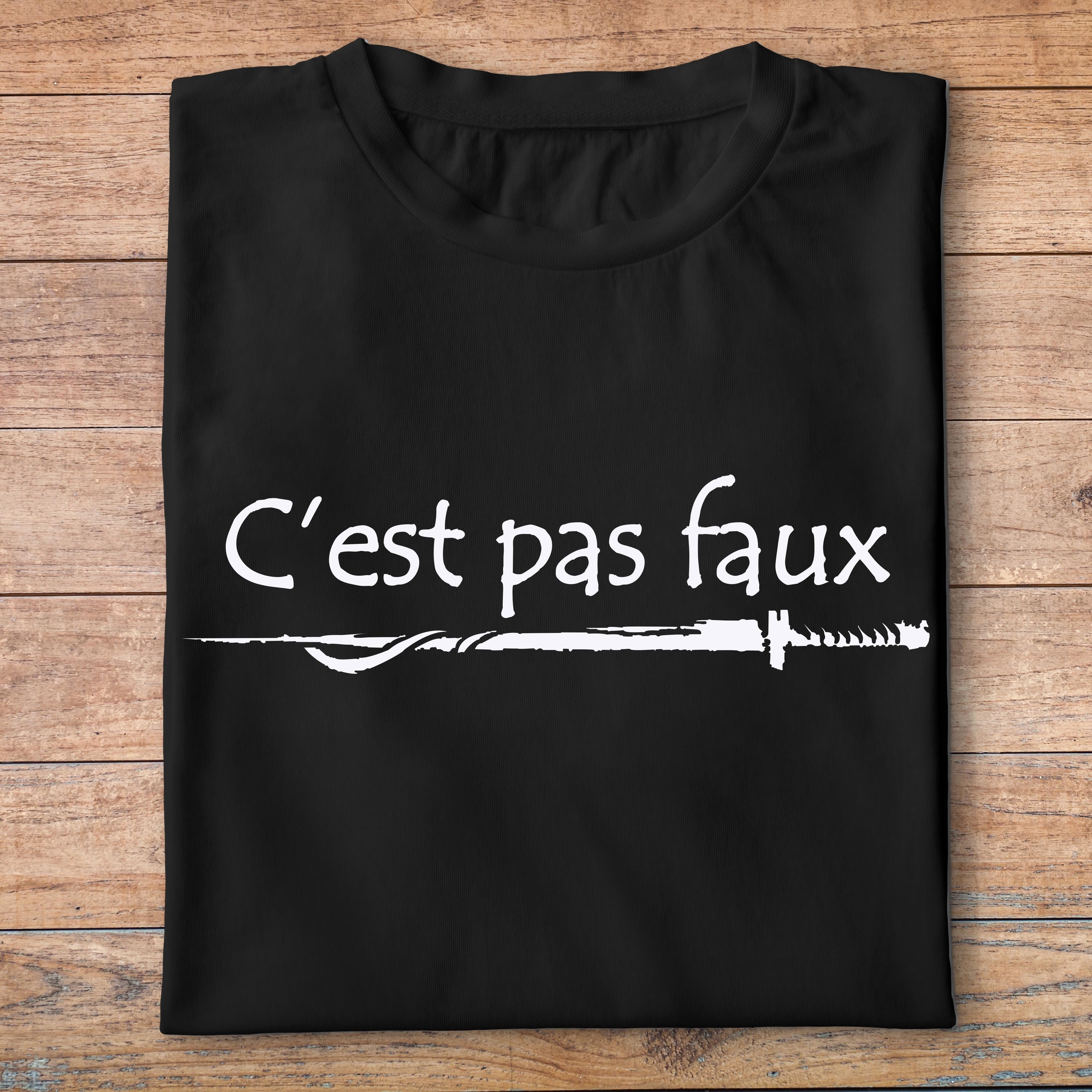 fk5- Kaamelott -cest pas faux- t shirt plié homme - couleur noir