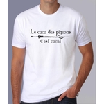 fk10- Kaamelott - Le caca des pigeons cest caca - t shirt porté homme - couleur blanc