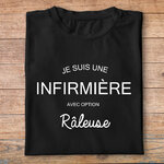 ftmin5- métiers - je suis une infirmière avec option râleuse - t shirt plié femme- couleur noir