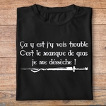 fk27-  Kaamelott  Ca y est je vois trouble cest le manque de gras je me déssèche - t shirt plié homme - couleur noir