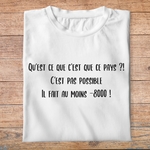 famc1- Astérix mission Cléopatre- Qu'est ce que c'est que ce pays, c'est pas possible il fait au moins -8000 - t shirt plié homme - couleur blanc