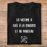 flcdlp2- La cité de la peur - La victime a été tuée à la saucisse et au marteau - t shirt plié homme - couleur noir